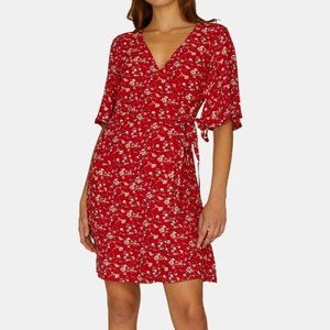 NWT Sanctuary Red Floral Surplice Dress